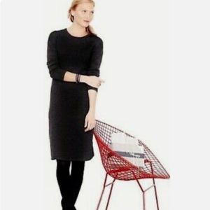 Garnet Hill 100% Wool Black Long Sleeve Dress Straight Crew Neck Minimalist SZ S